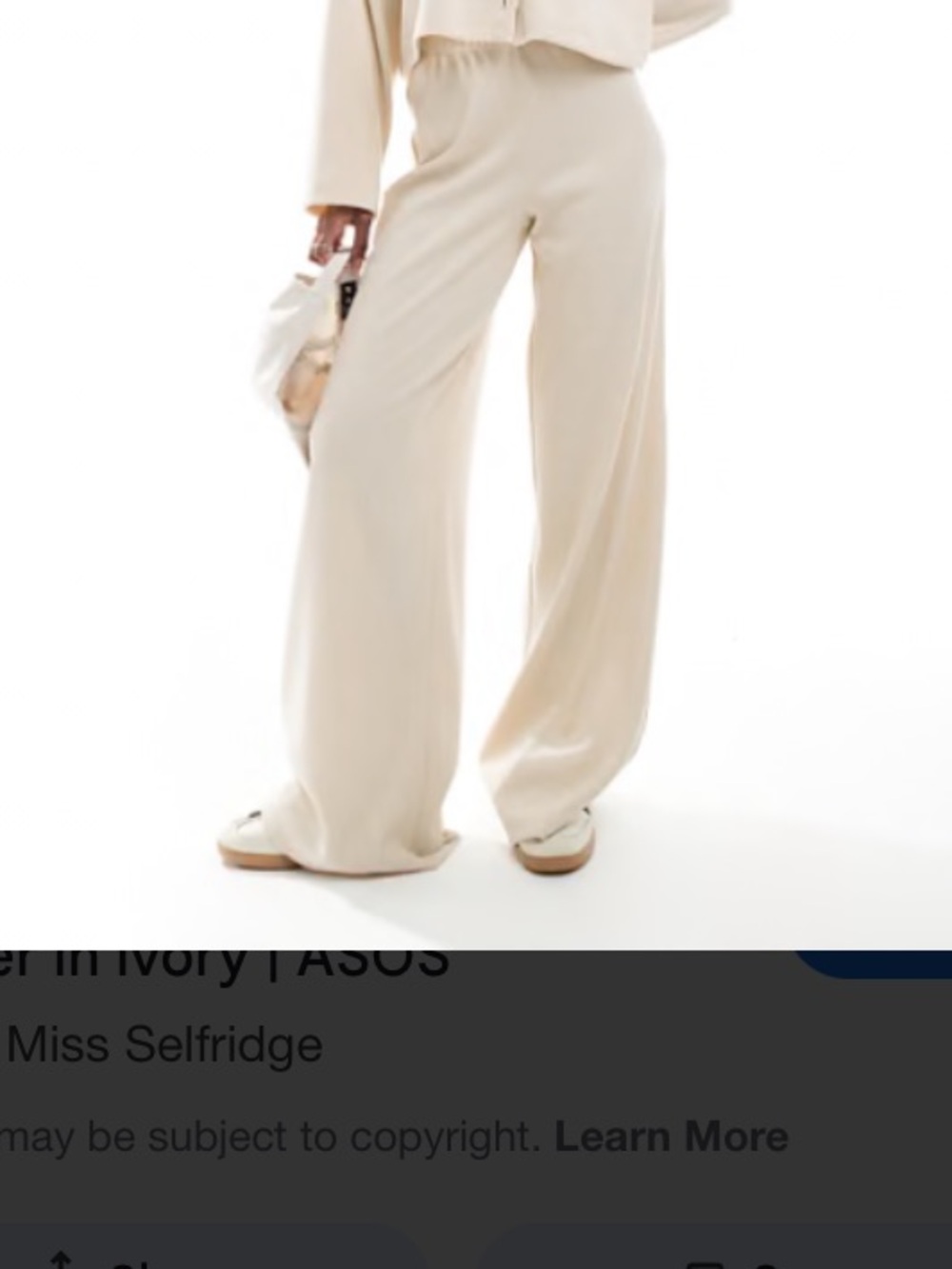NWT size XS Reebok Cream ribbed Wide-Leg Lounge Pants
